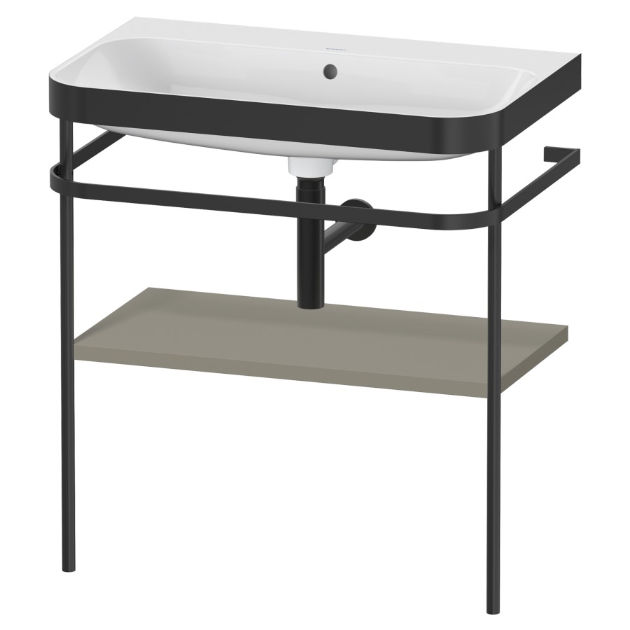 Combination de lavabo HAPPY
D.2 PLUS, 77,5 x 49 x 85 cm
1 tablette, posé sur le sol
profil noir mat
lavabo avec plaque
de recourvrement en couleur
de console, porte-serviette
soupape d'écoulement
Push Open incl.