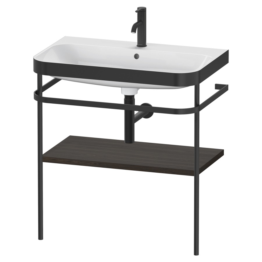 Combination de lavabo HAPPY
D.2 PLUS, 77,5 x 49 x 85 cm
1 tablette, posé sur le sol
profil noir mat
lavabo avec plaque
de recourvrement en couleur
de console, porte-serviette
soupape d'écoulement
Push Open incl.