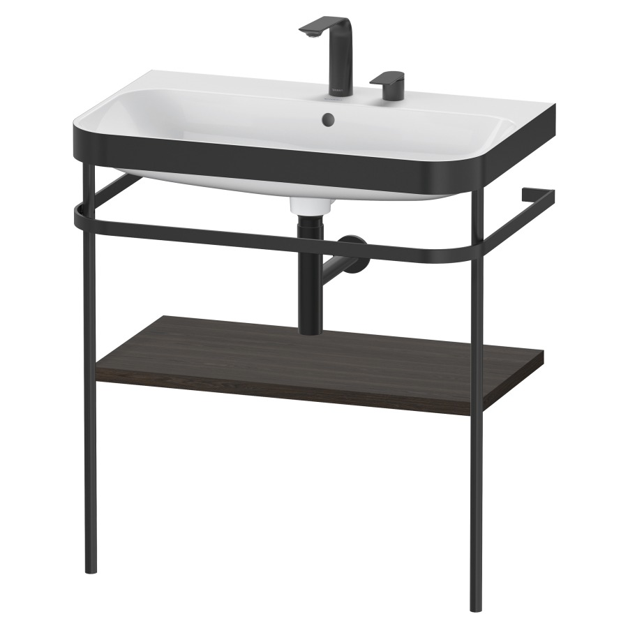 Combination de lavabo HAPPY
D.2 PLUS, 77,5 x 49 x 85 cm
1 tablette, posé sur le sol
profil noir mat
lavabo avec plaque
de recourvrement en couleur
de console, porte-serviette
soupape d'écoulement
Push Open incl.