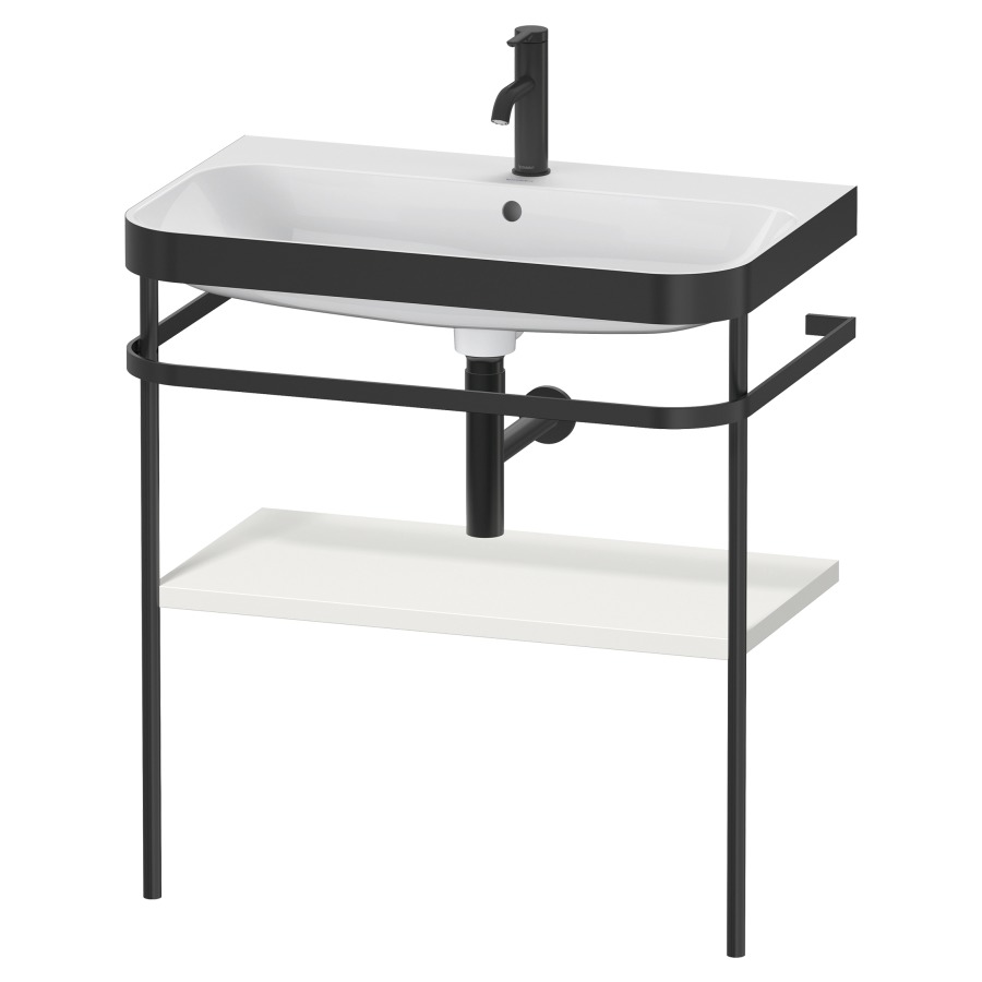 Combination de lavabo HAPPY
D.2 PLUS, 77,5 x 49 x 85 cm
1 tablette, posé sur le sol
profil noir mat
lavabo avec plaque
de recourvrement en couleur
de console, porte-serviette
soupape d'écoulement
Push Open incl.