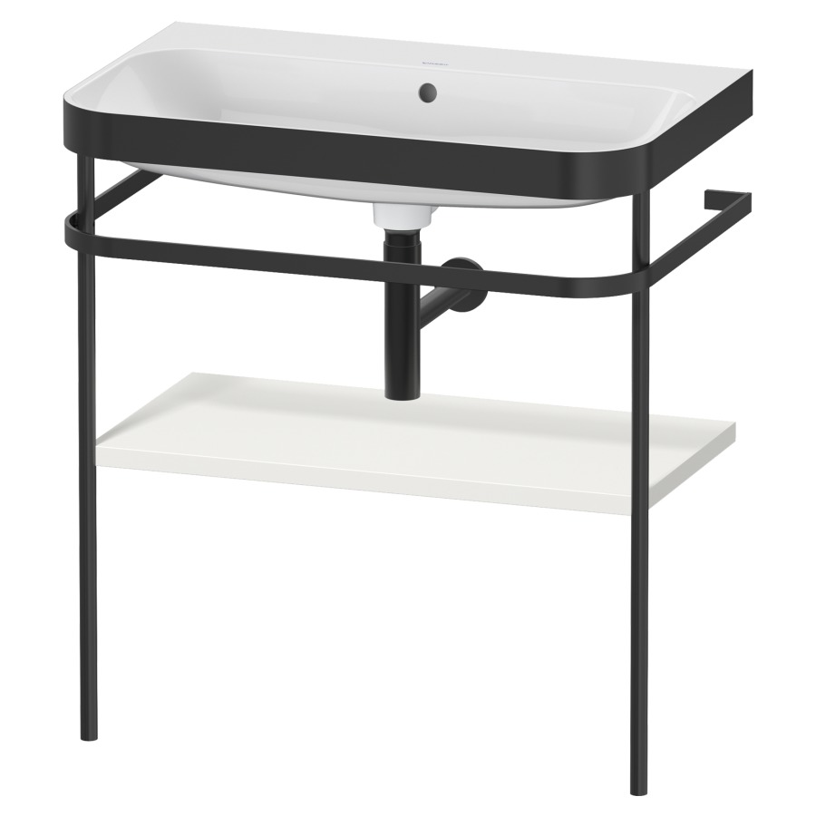 Combination de lavabo HAPPY
D.2 PLUS, 77,5 x 49 x 85 cm
1 tablette, posé sur le sol
profil noir mat
lavabo avec plaque
de recourvrement en couleur
de console, porte-serviette
soupape d'écoulement
Push Open incl.
