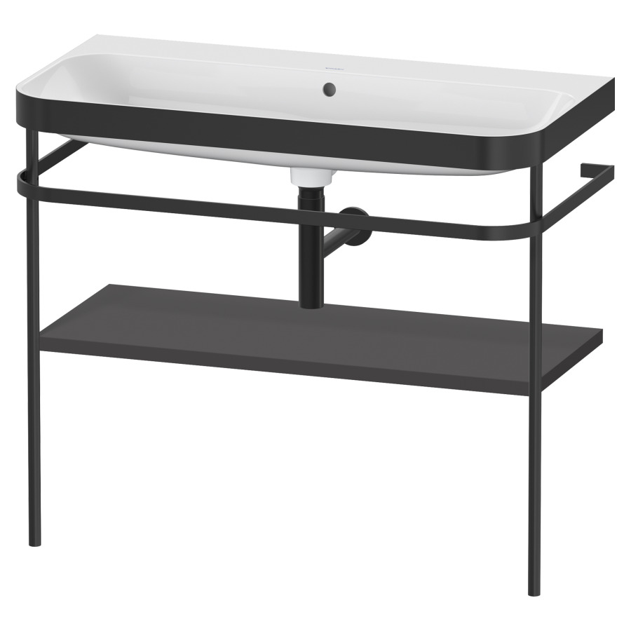 Combination de lavabo HAPPY
D.2 PLUS, 97,5 x 49 x 85 cm
1 tablette, posé sur le sol
profil noir mat
lavabo incl. avec plaque
de recourvrement en couleur
de console, porte-serviette
soupape d'écoulement
Push Open incl.