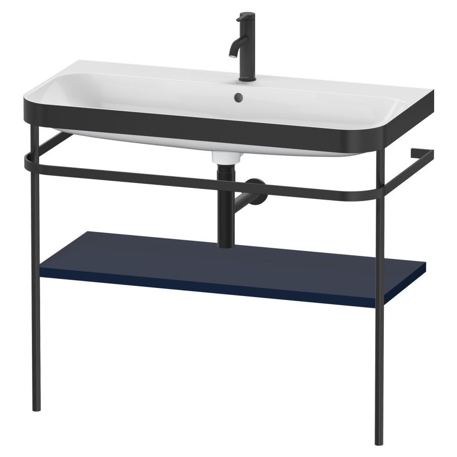 Combination de lavabo HAPPY
D.2 PLUS, 97,5 x 49 x 85 cm
1 tablette, posé sur le sol
profil noir mat
lavabo incl. avec plaque
de recourvrement en couleur
de console, porte-serviette
soupape d'écoulement
Push Open incl.