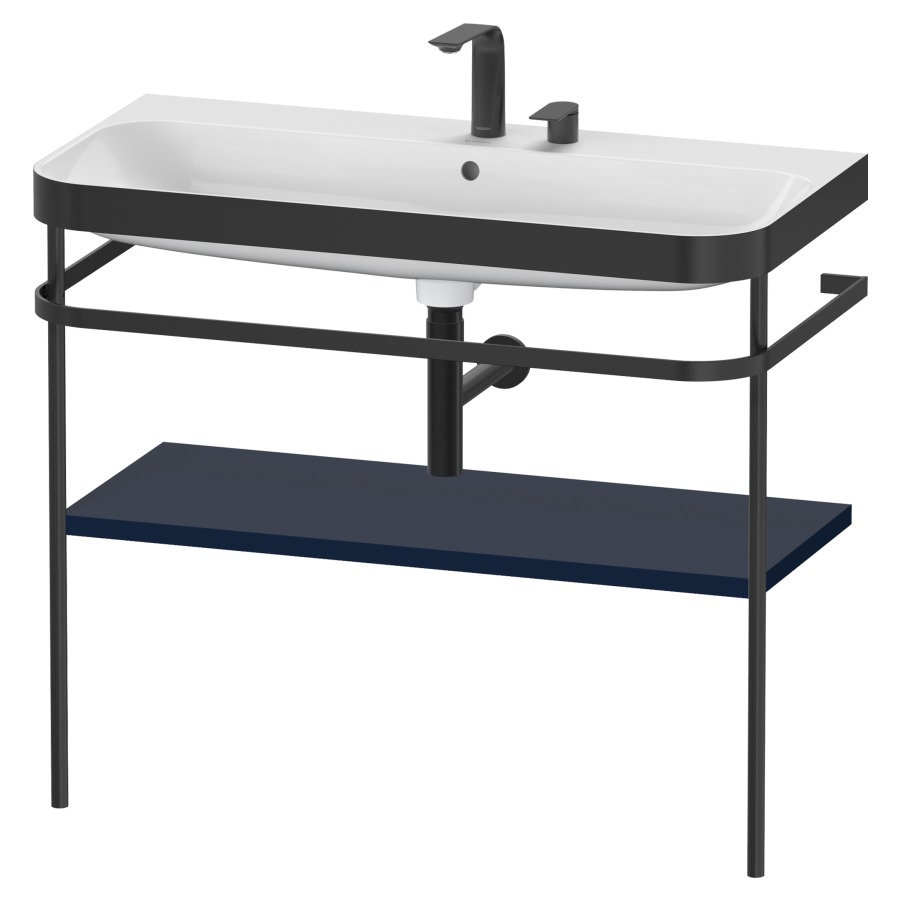 Combination de lavabo HAPPY
D.2 PLUS, 97,5 x 49 x 85 cm
1 tablette, posé sur le sol
profil noir mat
lavabo incl. avec plaque
de recourvrement en couleur
de console, porte-serviette
soupape d'écoulement
Push Open incl.