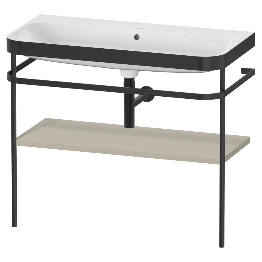 Combination de lavabo HAPPY
D.2 PLUS, 97,5 x 49 x 85 cm
1 tablette, posé sur le sol
profil noir mat
lavabo incl. avec plaque
de recourvrement en couleur
de console, porte-serviette
soupape d'écoulement
Push Open incl.