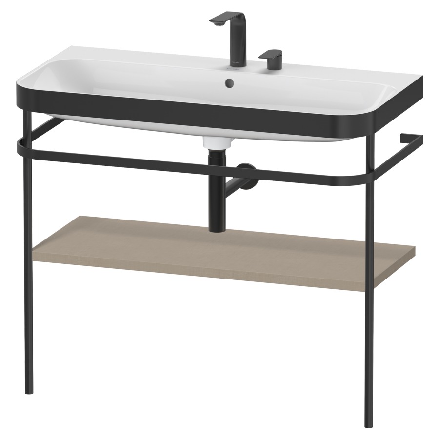 Combination de lavabo HAPPY
D.2 PLUS, 97,5 x 49 x 85 cm
1 tablette, posé sur le sol
profil noir mat
lavabo incl. avec plaque
de recourvrement en couleur
de console, porte-serviette
soupape d'écoulement
Push Open incl.
