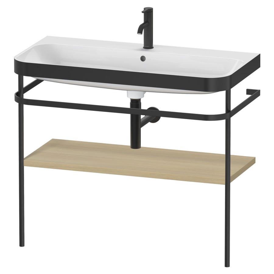 Combination de lavabo HAPPY
D.2 PLUS, 97,5 x 49 x 85 cm
1 tablette, posé sur le sol
profil noir mat
lavabo incl. avec plaque
de recourvrement en couleur
de console, porte-serviette
soupape d'écoulement
Push Open incl.