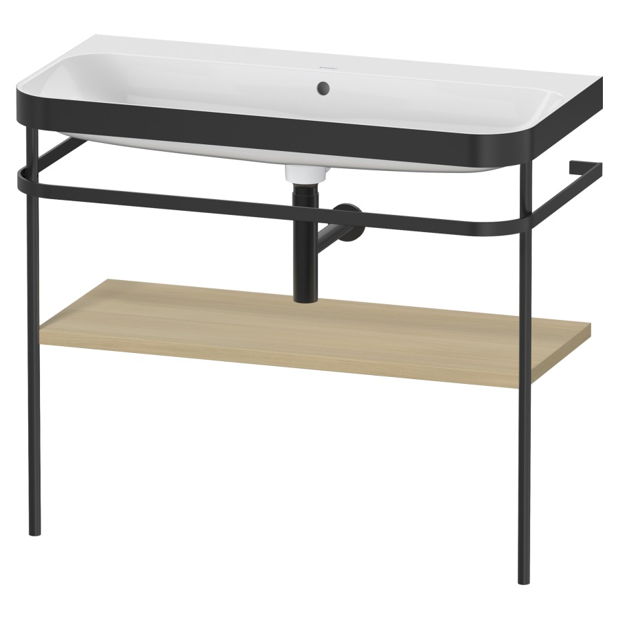 Combination de lavabo HAPPY
D.2 PLUS, 97,5 x 49 x 85 cm
1 tablette, posé sur le sol
profil noir mat
lavabo incl. avec plaque
de recourvrement en couleur
de console, porte-serviette
soupape d'écoulement
Push Open incl.