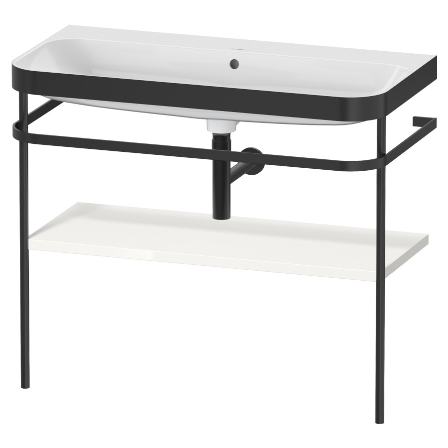 Combination de lavabo HAPPY
D.2 PLUS, 97,5 x 49 x 85 cm
1 tablette, posé sur le sol
profil noir mat
lavabo incl. avec plaque
de recourvrement en couleur
de console, porte-serviette
soupape d'écoulement
Push Open incl.