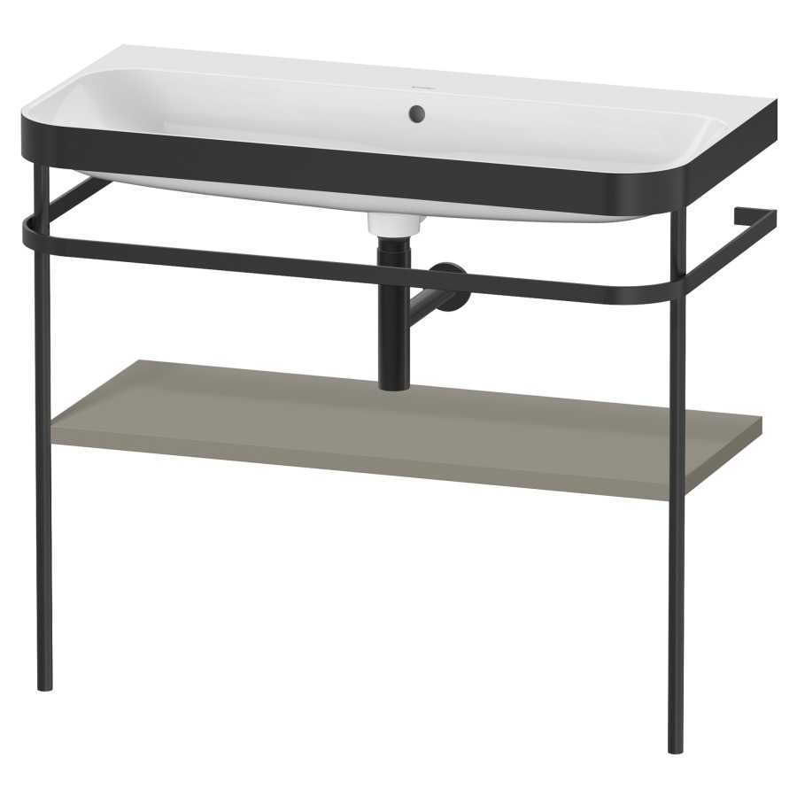 Combination de lavabo HAPPY
D.2 PLUS, 97,5 x 49 x 85 cm
1 tablette, posé sur le sol
profil noir mat
lavabo incl. avec plaque
de recourvrement en couleur
de console, porte-serviette
soupape d'écoulement
Push Open incl.