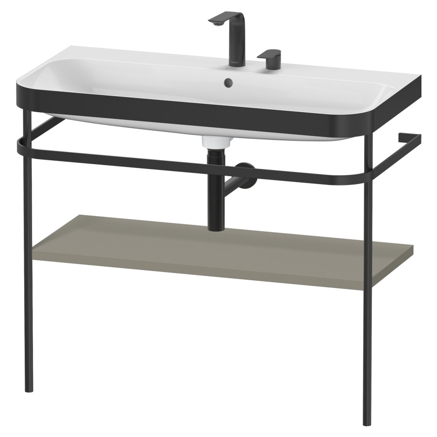 Combination de lavabo HAPPY
D.2 PLUS, 97,5 x 49 x 85 cm
1 tablette, posé sur le sol
profil noir mat
lavabo incl. avec plaque
de recourvrement en couleur
de console, porte-serviette
soupape d'écoulement
Push Open incl.