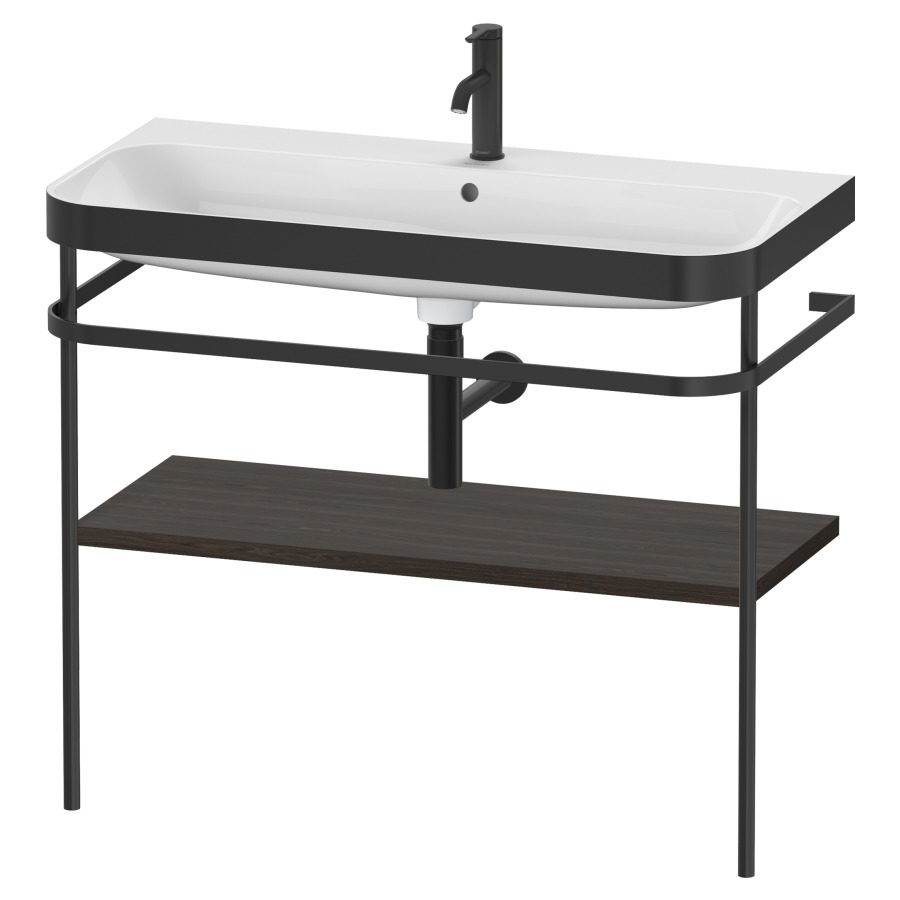 Combination de lavabo HAPPY
D.2 PLUS, 97,5 x 49 x 85 cm
1 tablette, posé sur le sol
profil noir mat
lavabo incl. avec plaque
de recourvrement en couleur
de console, porte-serviette
soupape d'écoulement
Push Open incl.
