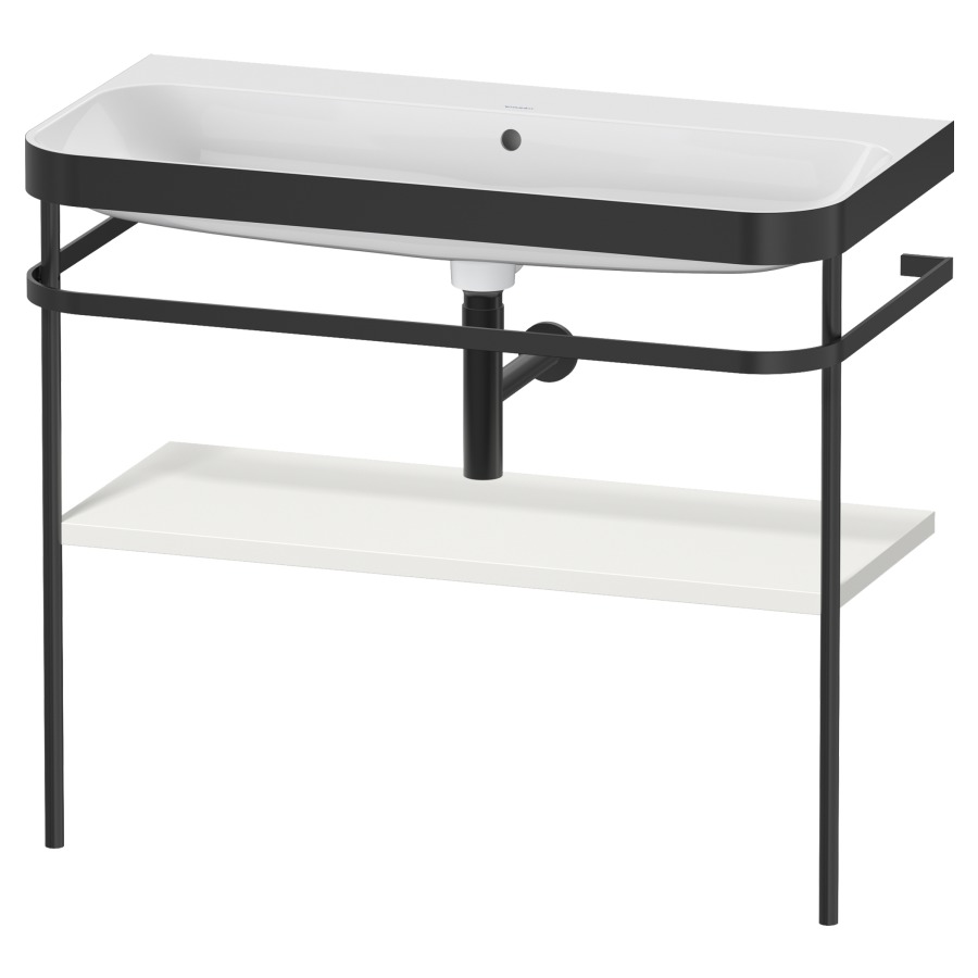 Combination de lavabo HAPPY
D.2 PLUS, 97,5 x 49 x 85 cm
1 tablette, posé sur le sol
profil noir mat
lavabo incl. avec plaque
de recourvrement en couleur
de console, porte-serviette
soupape d'écoulement
Push Open incl.