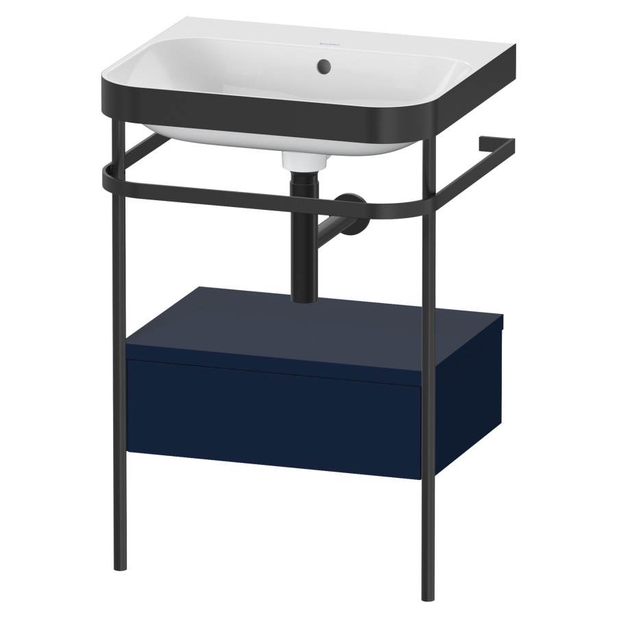 Combination de lavabo HAPPY
D.2 PLUS, 57,5 x 49 x 85 cm
élément à 1 tiroir, posé sur
le sol, profil noir mat
lavabo avec plaque
de recourvrement en couleur
de console, porte-serviette
soupape d'écoulement
Push Open incl.