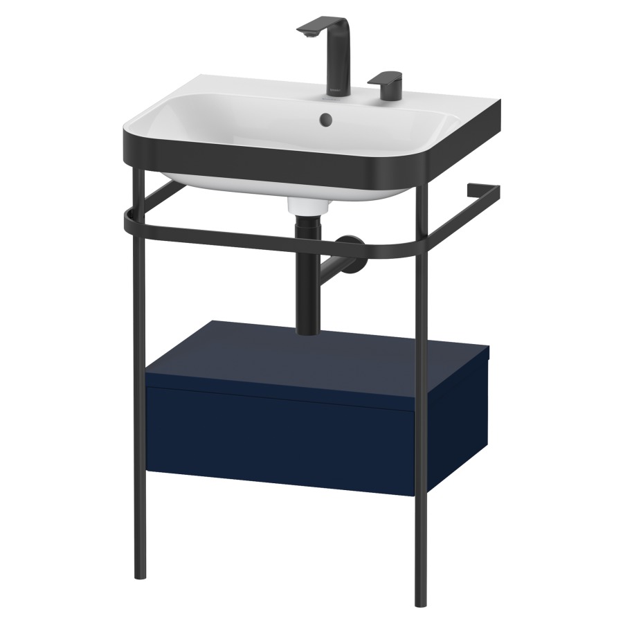 Combination de lavabo HAPPY
D.2 PLUS, 57,5 x 49 x 85 cm
élément à 1 tiroir, posé sur
le sol, profil noir mat
lavabo avec plaque
de recourvrement en couleur
de console, porte-serviette
soupape d'écoulement
Push Open incl.