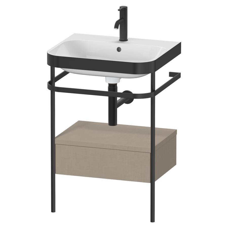 Combination de lavabo HAPPY
D.2 PLUS, 57,5 x 49 x 85 cm
élément à 1 tiroir, posé sur
le sol, profil noir mat
lavabo avec plaque
de recourvrement en couleur
de console, porte-serviette
soupape d'écoulement
Push Open incl.