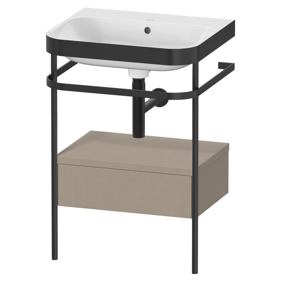Combination de lavabo HAPPY
D.2 PLUS, 57,5 x 49 x 85 cm
élément à 1 tiroir, posé sur
le sol, profil noir mat
lavabo avec plaque
de recourvrement en couleur
de console, porte-serviette
soupape d'écoulement
Push Open incl.