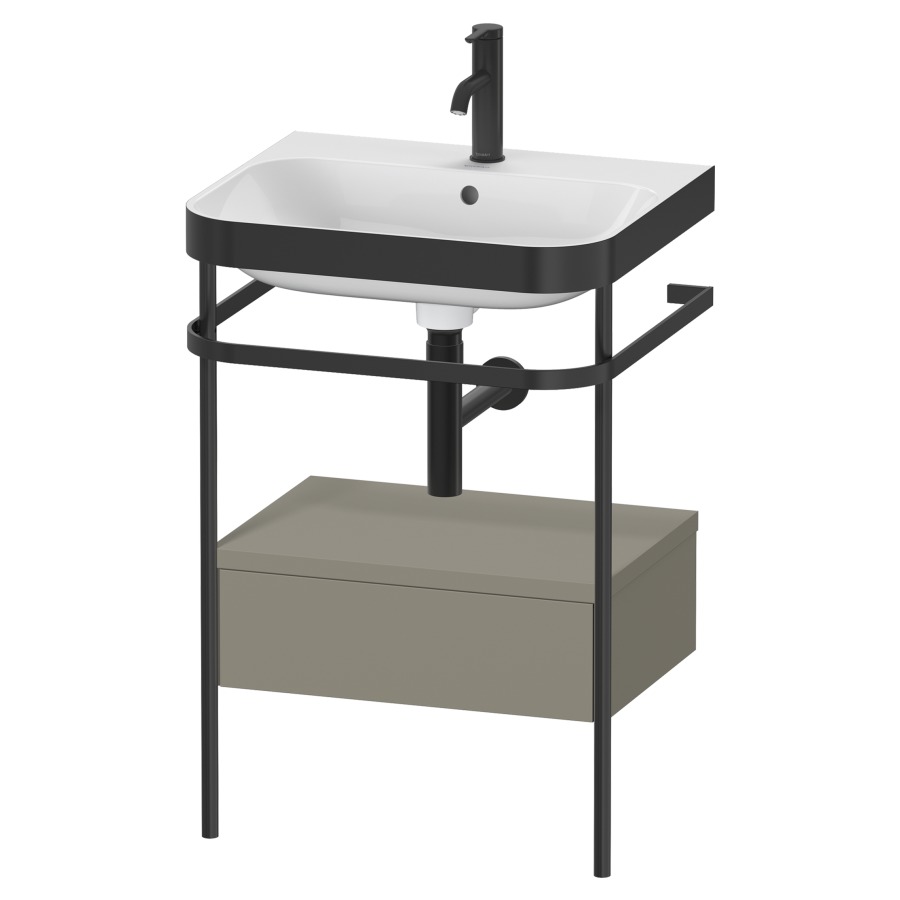 Combination de lavabo HAPPY
D.2 PLUS, 57,5 x 49 x 85 cm
élément à 1 tiroir, posé sur
le sol, profil noir mat
lavabo avec plaque
de recourvrement en couleur
de console, porte-serviette
soupape d'écoulement
Push Open incl.
