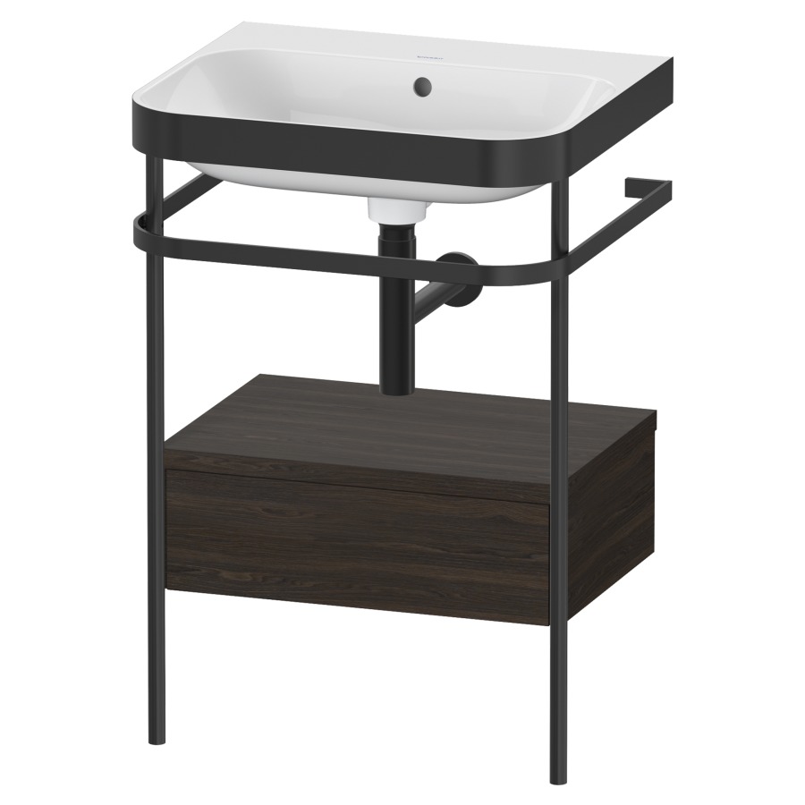 Combination de lavabo HAPPY
D.2 PLUS, 57,5 x 49 x 85 cm
élément à 1 tiroir, posé sur
le sol, profil noir mat
lavabo avec plaque
de recourvrement en couleur
de console, porte-serviette
soupape d'écoulement
Push Open incl.