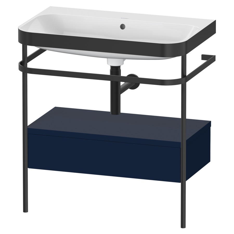 Combination de lavabo HAPPY
D.2 PLUS, 77,5 x 49 x 85 cm
élément à 1 tiroir, posé sur
le sol, profil noir mat
lavabo avec plaque
de recourvrement en couleur
de console, porte-serviette
soupape d'écoulement
Push Open incl.