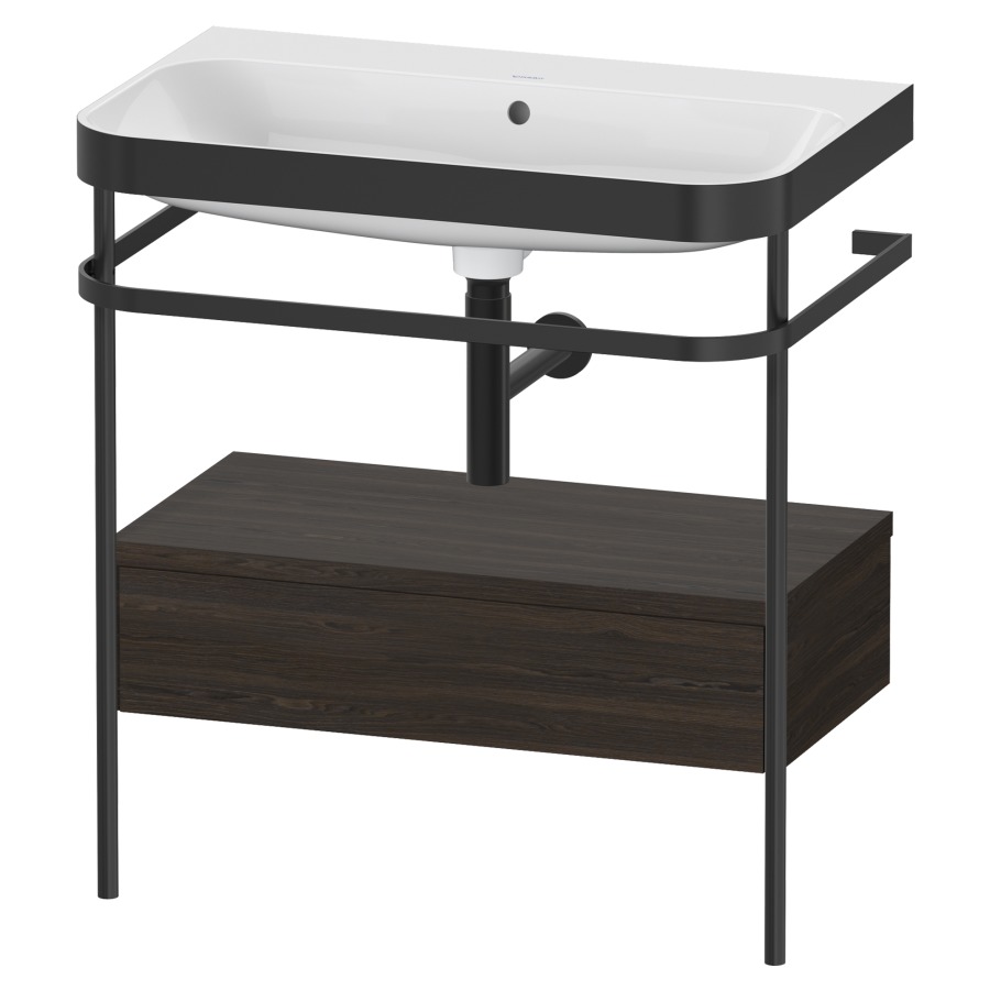 Combination de lavabo HAPPY
D.2 PLUS, 77,5 x 49 x 85 cm
élément à 1 tiroir, posé sur
le sol, profil noir mat
lavabo avec plaque
de recourvrement en couleur
de console, porte-serviette
soupape d'écoulement
Push Open incl.