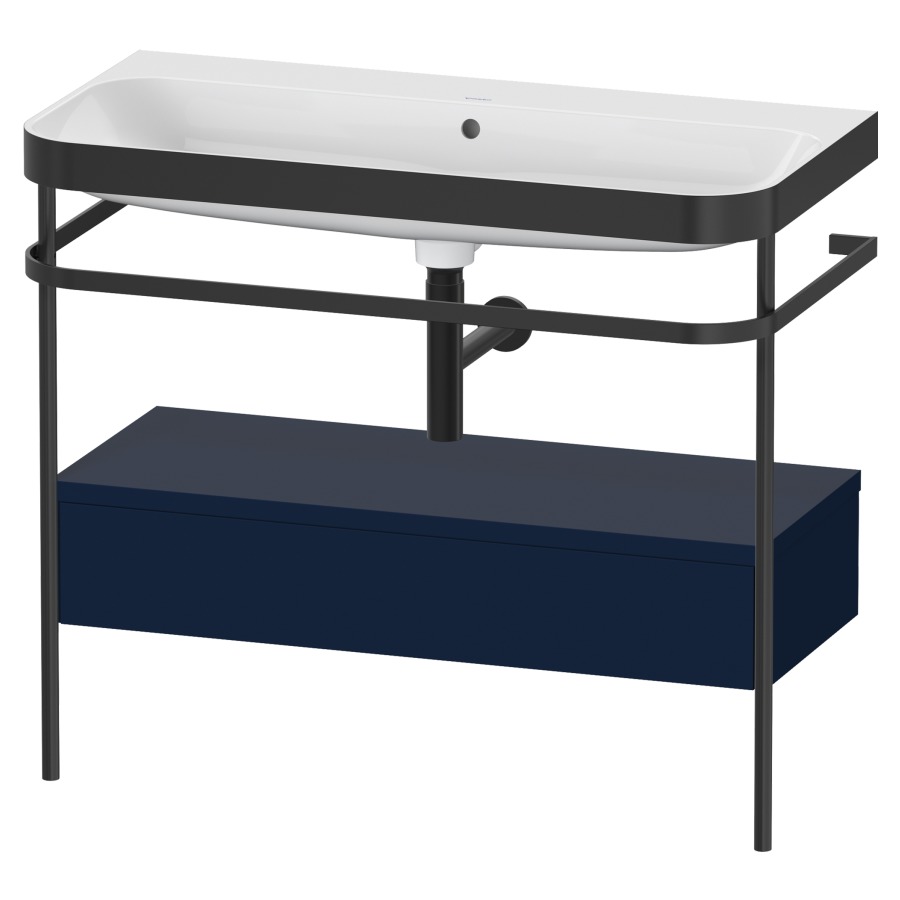Combination de lavabo HAPPY
D.2 PLUS, 97,5 x 49 x 85 cm
élément à 1 tiroir, posé sur
le sol, profil noir mat
lavabo avec plaque
de recourvrement en couleur
de console, porte-serviette
soupape d'écoulement
Push Open incl.