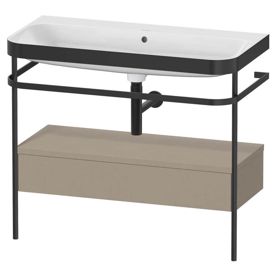 Combination de lavabo HAPPY
D.2 PLUS, 97,5 x 49 x 85 cm
élément à 1 tiroir, posé sur
le sol, profil noir mat
lavabo avec plaque
de recourvrement en couleur
de console, porte-serviette
soupape d'écoulement
Push Open incl.