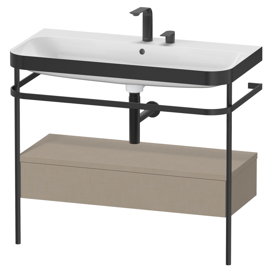 Combination de lavabo HAPPY
D.2 PLUS, 97,5 x 49 x 85 cm
élément à 1 tiroir, posé sur
le sol, profil noir mat
lavabo avec plaque
de recourvrement en couleur
de console, porte-serviette
soupape d'écoulement
Push Open incl.