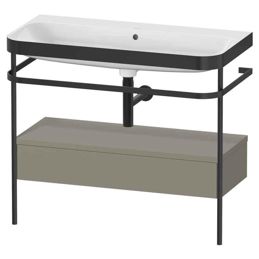 Combination de lavabo HAPPY
D.2 PLUS, 97,5 x 49 x 85 cm
élément à 1 tiroir, posé sur
le sol, profil noir mat
lavabo avec plaque
de recourvrement en couleur
de console, porte-serviette
soupape d'écoulement
Push Open incl.