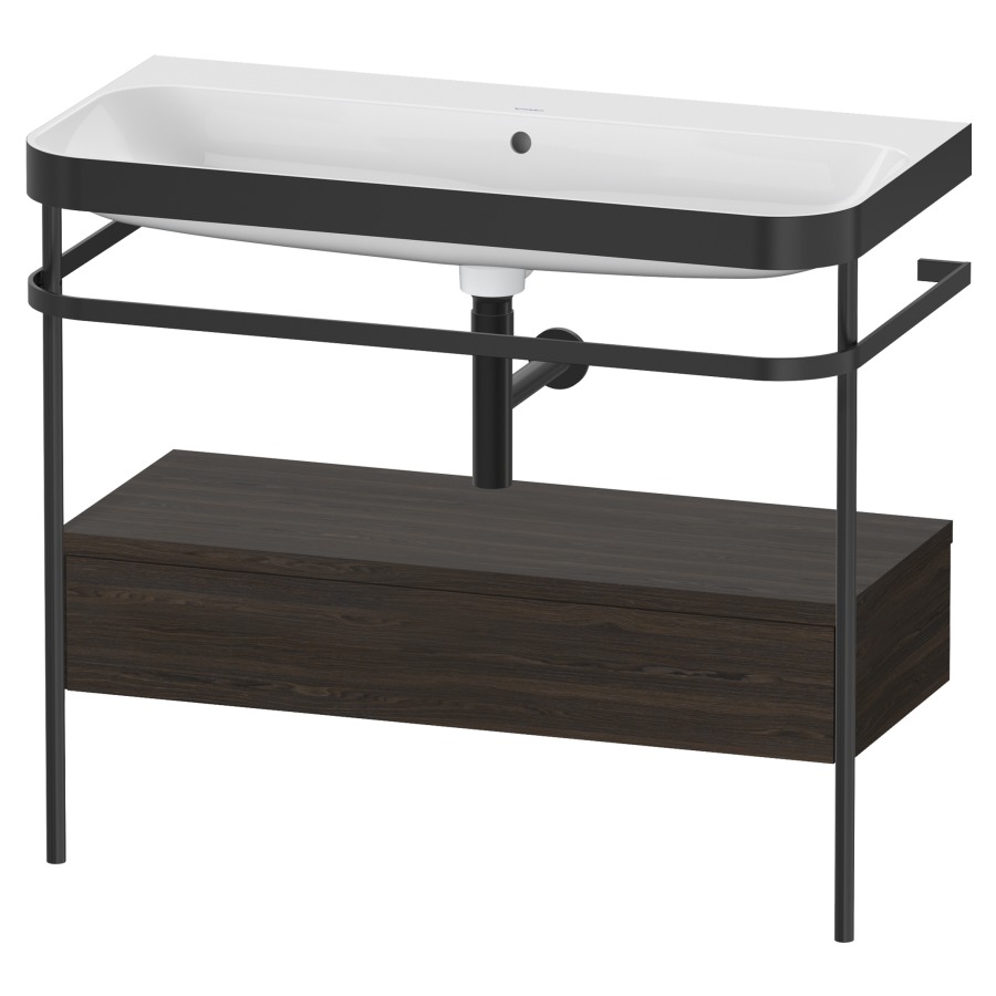 Combination de lavabo HAPPY
D.2 PLUS, 97,5 x 49 x 85 cm
élément à 1 tiroir, posé sur
le sol, profil noir mat
lavabo avec plaque
de recourvrement en couleur
de console, porte-serviette
soupape d'écoulement
Push Open incl.