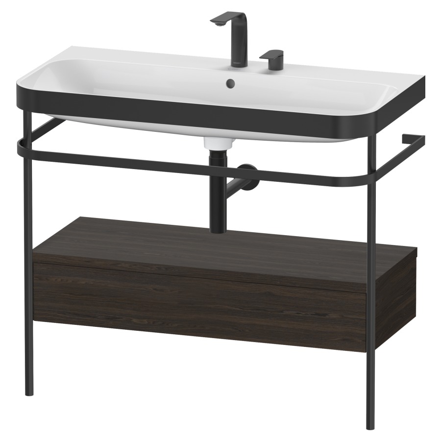 Combination de lavabo HAPPY
D.2 PLUS, 97,5 x 49 x 85 cm
élément à 1 tiroir, posé sur
le sol, profil noir mat
lavabo avec plaque
de recourvrement en couleur
de console, porte-serviette
soupape d'écoulement
Push Open incl.