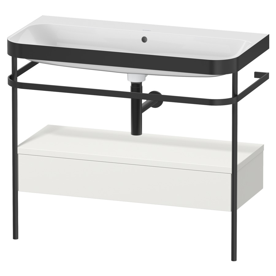 Combination de lavabo HAPPY
D.2 PLUS, 97,5 x 49 x 85 cm
élément à 1 tiroir, posé sur
le sol, profil noir mat
lavabo avec plaque
de recourvrement en couleur
de console, porte-serviette
soupape d'écoulement
Push Open incl.