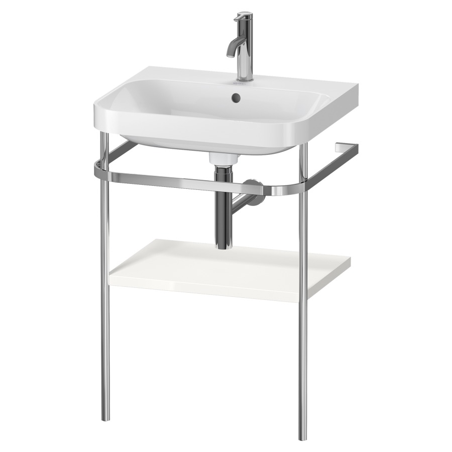Combination de lavabo HAPPY
D.2 PLUS, 57,5 x 49 x 85 cm
1 tablette, posé sur le sol
profil chromé
lavabo, porte-serviette
soupape d'écoulement
Push Open incl.