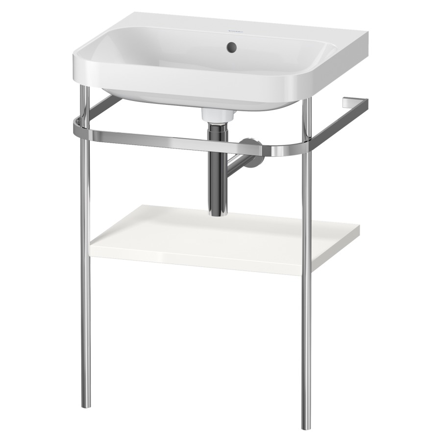 Combination de lavabo HAPPY
D.2 PLUS, 57,5 x 49 x 85 cm
1 tablette, posé sur le sol
profil chromé
lavabo, porte-serviette
soupape d'écoulement
Push Open incl.