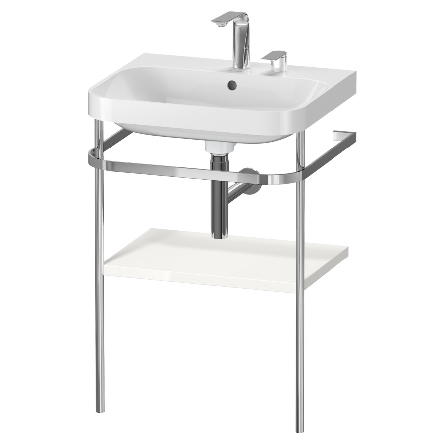 Combination de lavabo HAPPY
D.2 PLUS, 57,5 x 49 x 85 cm
1 tablette, posé sur le sol
profil chromé
lavabo, porte-serviette
soupape d'écoulement
Push Open incl.