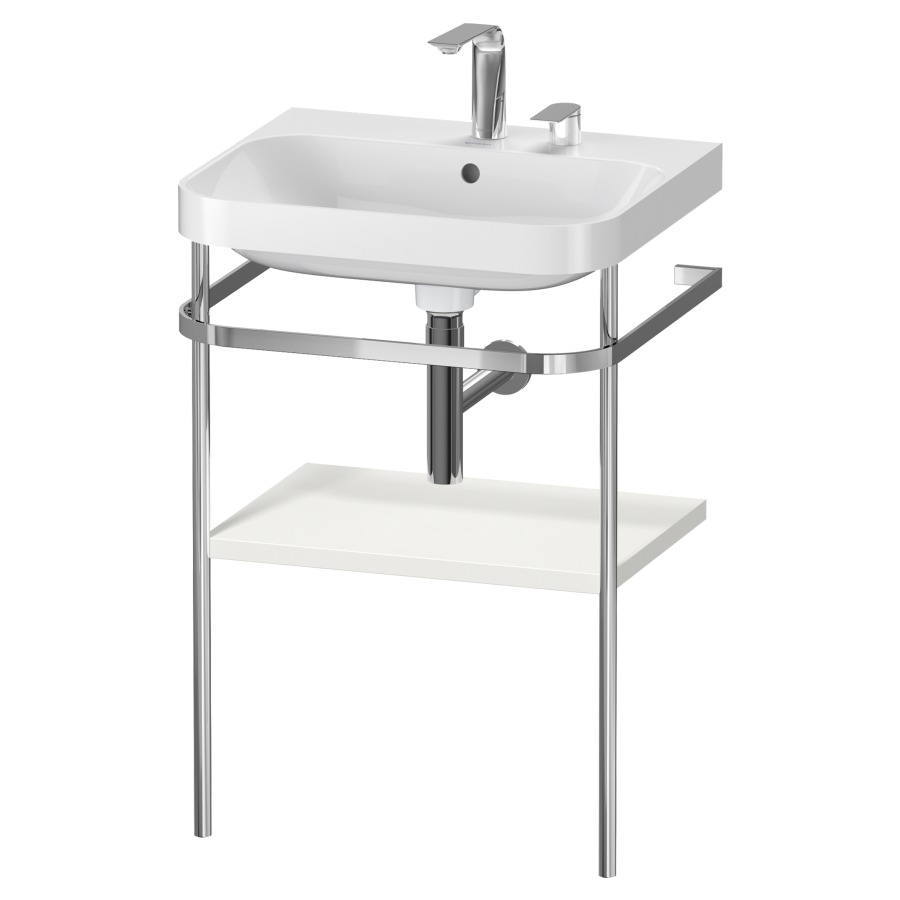Combination de lavabo HAPPY
D.2 PLUS, 57,5 x 49 x 85 cm
1 tablette, posé sur le sol
profil chromé
lavabo, porte-serviette
soupape d'écoulement
Push Open incl.