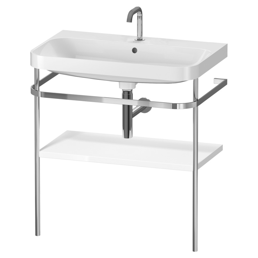 Combination de lavabo HAPPY
D.2 PLUS, 77,5 x 49 x 85 cm
1 tablette, posé sur le sol
profil chromé
lavabo, porte-serviette
soupape d'écoulement
Push Open incl.