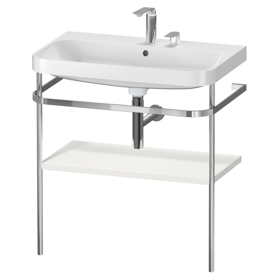 Combination de lavabo HAPPY
D.2 PLUS, 77,5 x 49 x 85 cm
1 tablette, posé sur le sol
profil chromé
lavabo, porte-serviette
soupape d'écoulement
Push Open incl.