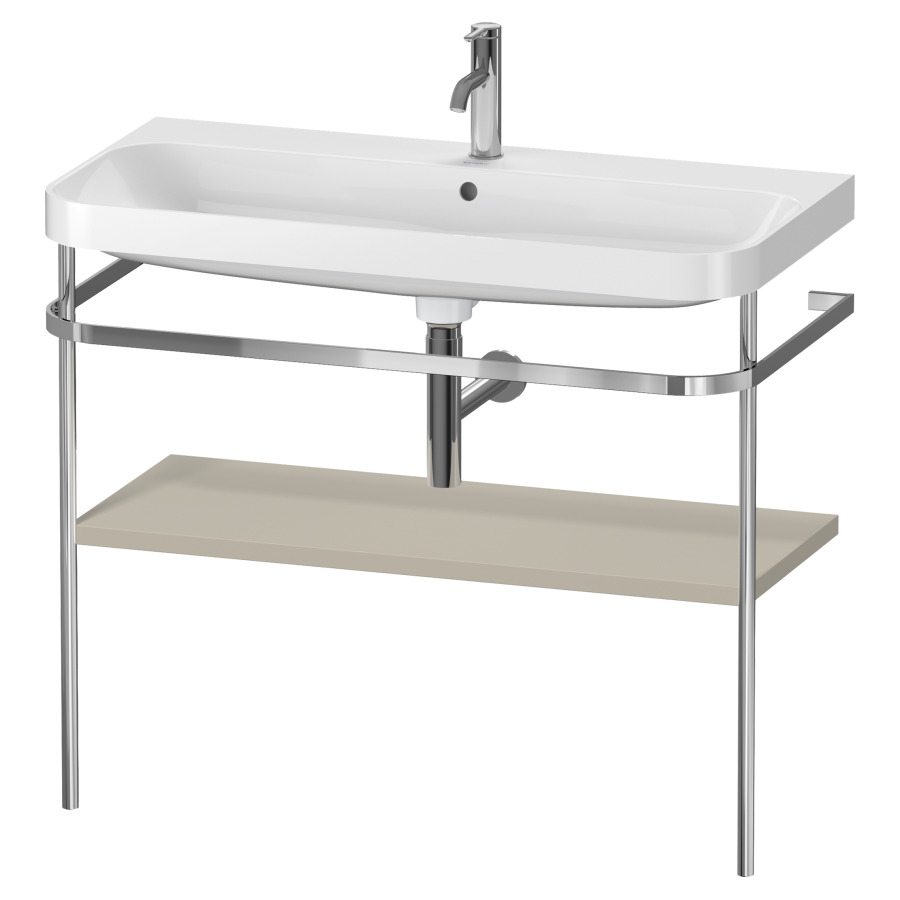 Combination de lavabo HAPPY
D.2 PLUS, 97,5 x 49 x 85 cm
1 tablette, posé sur le sol
profil chromé
lavabo, porte-serviette
soupape d'écoulement
Push Open incl.