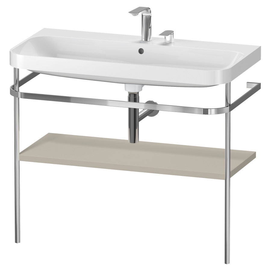 Combination de lavabo HAPPY
D.2 PLUS, 97,5 x 49 x 85 cm
1 tablette, posé sur le sol
profil chromé
lavabo, porte-serviette
soupape d'écoulement
Push Open incl.