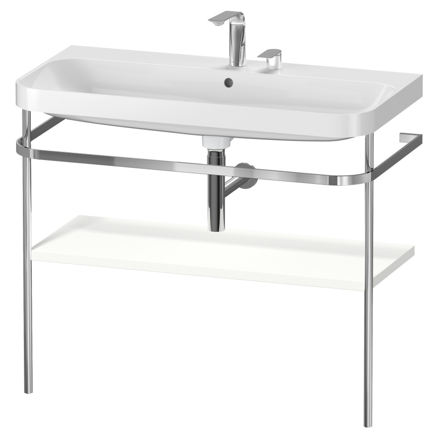 Combination de lavabo HAPPY
D.2 PLUS, 97,5 x 49 x 85 cm
1 tablette, posé sur le sol
profil chromé
lavabo, porte-serviette
soupape d'écoulement
Push Open incl.