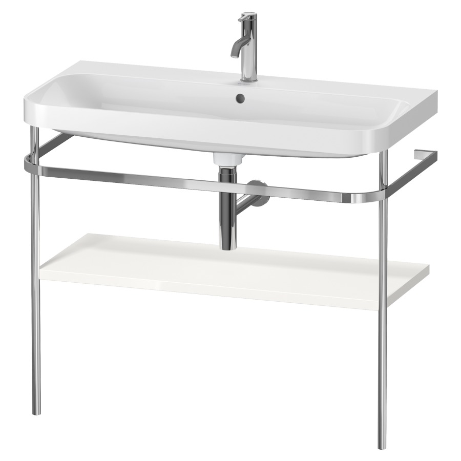 Combination de lavabo HAPPY
D.2 PLUS, 97,5 x 49 x 85 cm
1 tablette, posé sur le sol
profil chromé
lavabo, porte-serviette
soupape d'écoulement
Push Open incl.