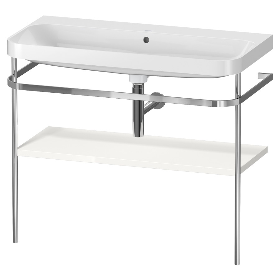 Combination de lavabo HAPPY
D.2 PLUS, 97,5 x 49 x 85 cm
1 tablette, posé sur le sol
profil chromé
lavabo, porte-serviette
soupape d'écoulement
Push Open incl.