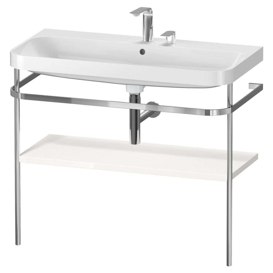 Combination de lavabo HAPPY
D.2 PLUS, 97,5 x 49 x 85 cm
1 tablette, posé sur le sol
profil chromé
lavabo, porte-serviette
soupape d'écoulement
Push Open incl.