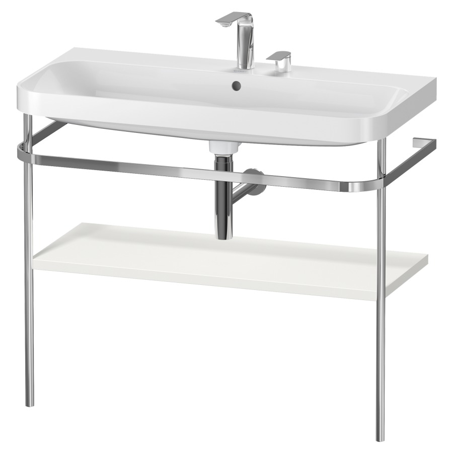 Combination de lavabo HAPPY
D.2 PLUS, 97,5 x 49 x 85 cm
1 tablette, posé sur le sol
profil chromé
lavabo, porte-serviette
soupape d'écoulement
Push Open incl.