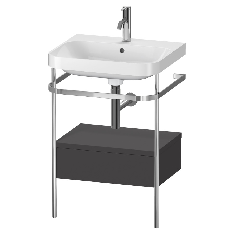 Combination de lavabo HAPPY
D.2 PLUS, 57,5 x 49 x 85 cm
élément à 1 tiroir
posé sur le sol, profil chromé
lavabo, porte-serviette
soupape d'écoulement
Push Open incl.