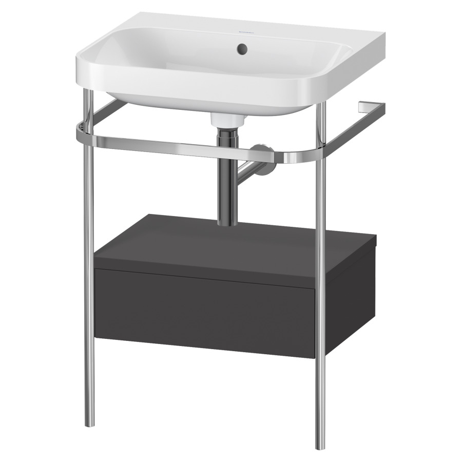 Combination de lavabo HAPPY
D.2 PLUS, 57,5 x 49 x 85 cm
élément à 1 tiroir
posé sur le sol, profil chromé
lavabo, porte-serviette
soupape d'écoulement
Push Open incl.