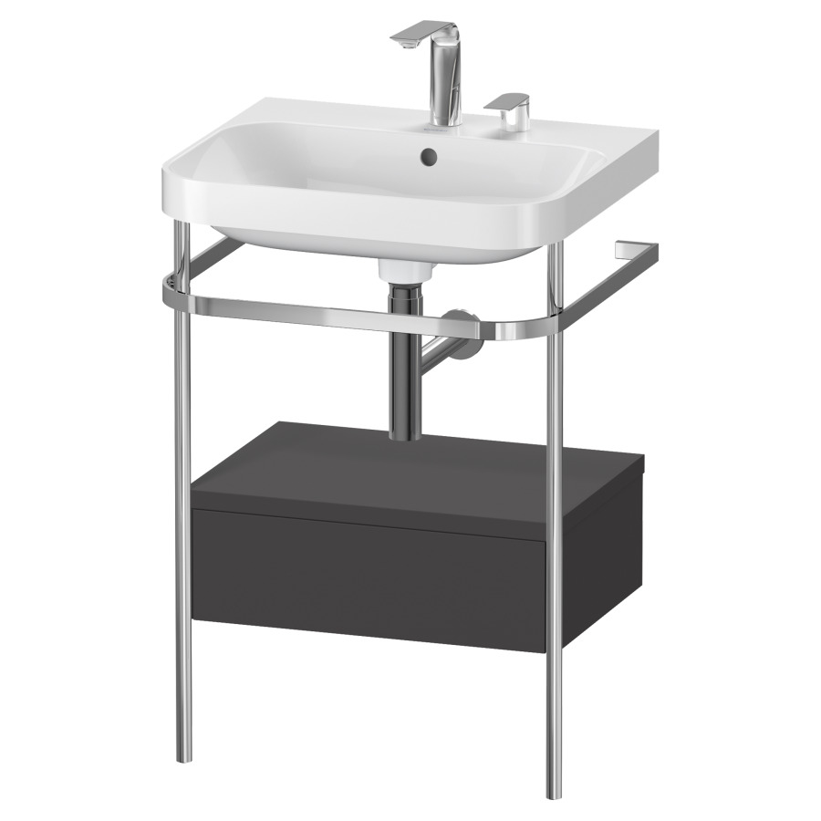 Combination de lavabo HAPPY
D.2 PLUS, 57,5 x 49 x 85 cm
élément à 1 tiroir
posé sur le sol, profil chromé
lavabo, porte-serviette
soupape d'écoulement
Push Open incl.