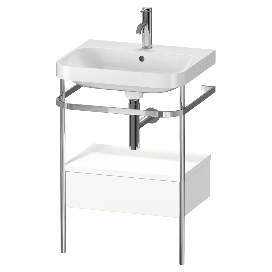 Combination de lavabo HAPPY
D.2 PLUS, 57,5 x 49 x 85 cm
élément à 1 tiroir
posé sur le sol, profil chromé
lavabo, porte-serviette
soupape d'écoulement
Push Open incl.