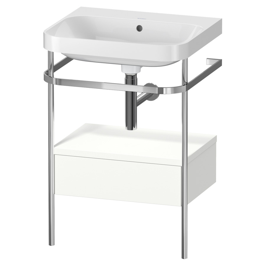 Combination de lavabo HAPPY
D.2 PLUS, 57,5 x 49 x 85 cm
élément à 1 tiroir
posé sur le sol, profil chromé
lavabo, porte-serviette
soupape d'écoulement
Push Open incl.